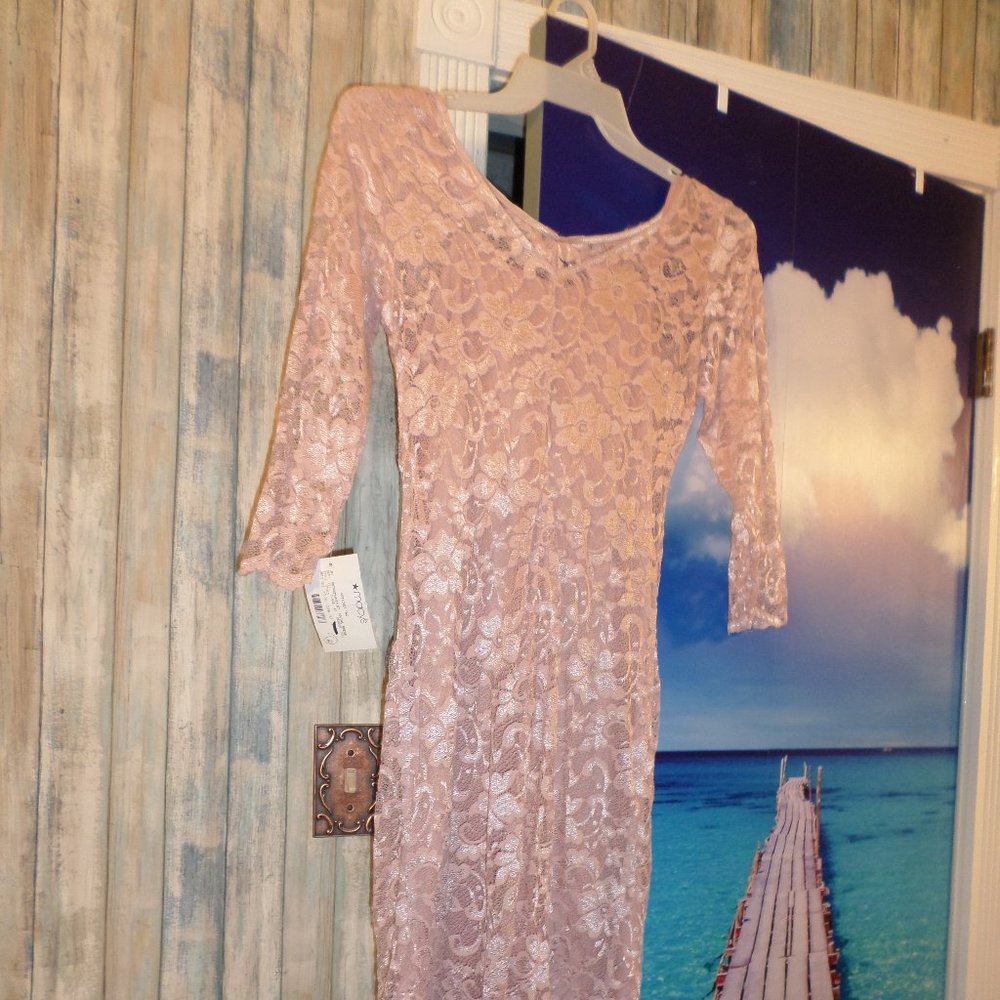 MARINA DUSTY ROSE LACE SLIP DRESS - Picture 3 of 4